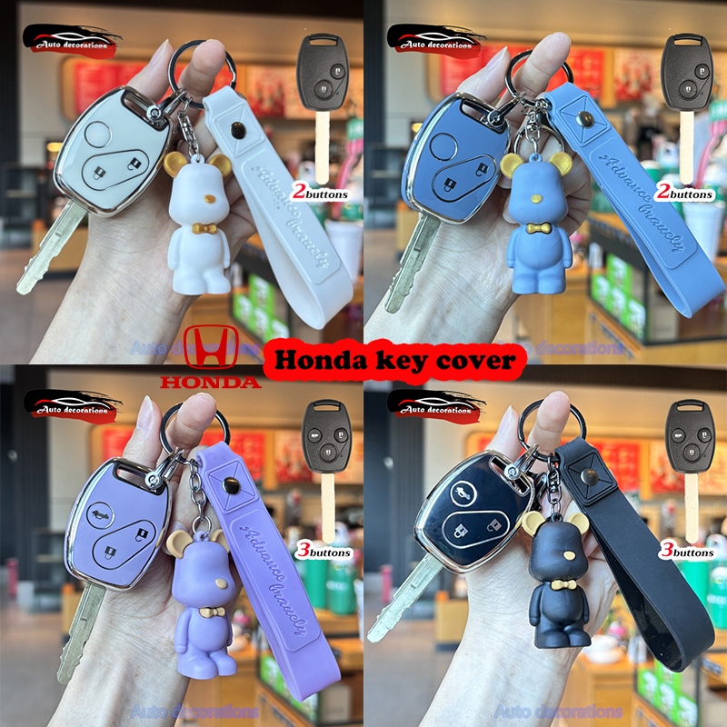 2 ปุ่ม / 3 ปุ่ม เคสกุญแจรถHonda เหมาะสําหรับ Honda JAZZ CITY BRIO CIVIC CRV(2006-2008) ACCORD(2008-2012) ปลอกกุญแจ พวงกุญแจขอบเงิน