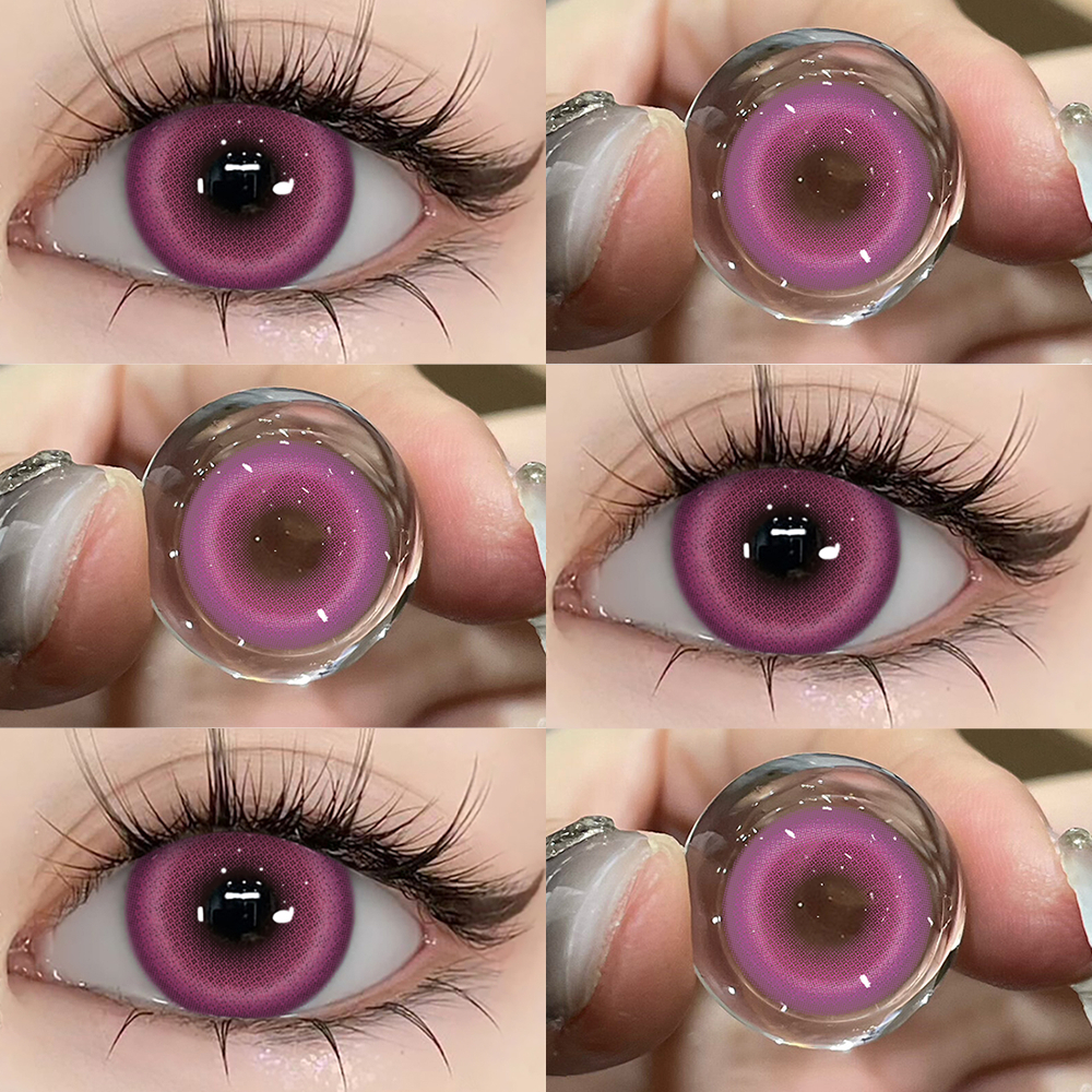 {เกรด -0.00~-5.00} UYAAI คอนแทคเลนส์คอสเพลย์ สีฟ้า สีชมพู 14.5 มม.