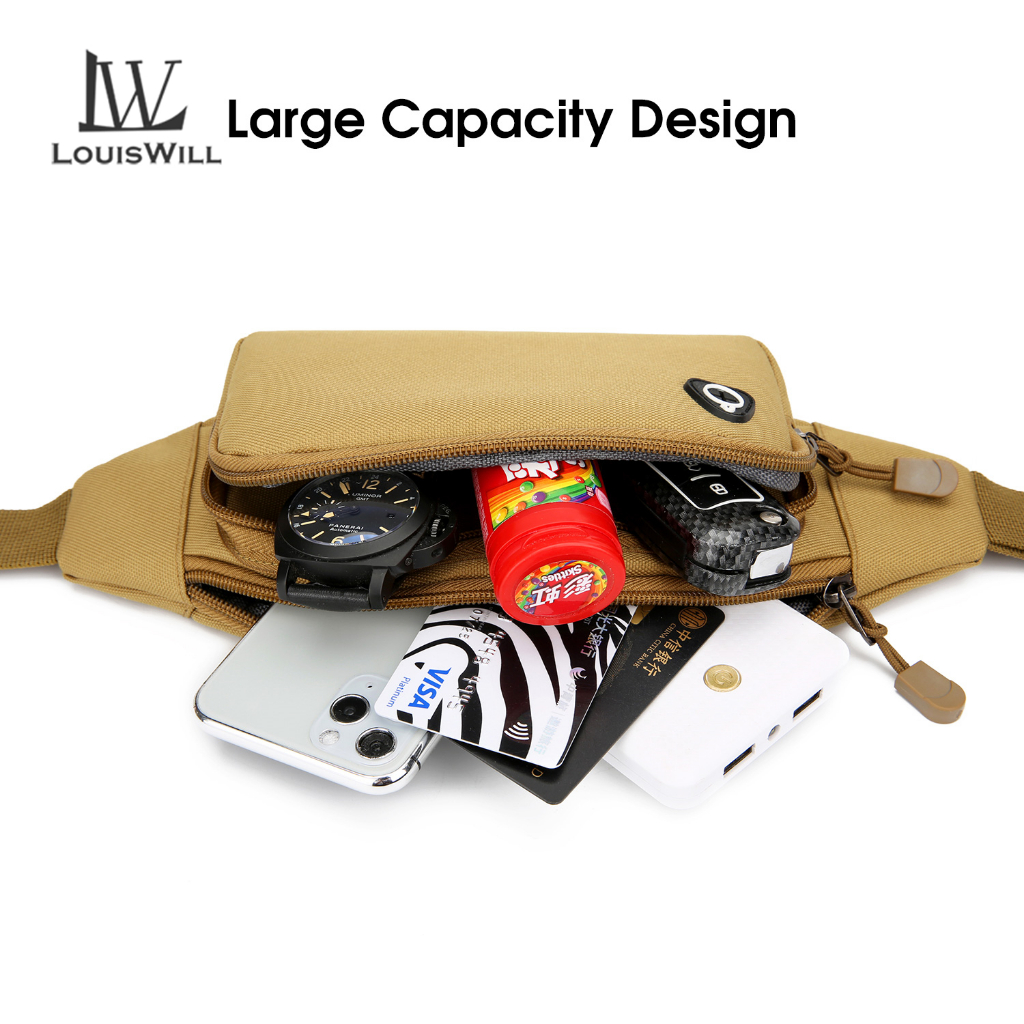 Louiswill กีฬาเอวกระเป๋าผู้ชายs เข็มขัดเอวกระเป๋า Unisex Cross Body กระเป๋ากระเป๋าหน้าอกปรับวิ่งกระเป๋าผู้หญิงกันน้ํา Crossbody กระเป๋าเงินโทรศัพท์เอว F