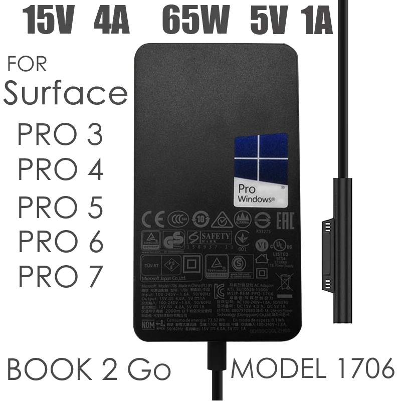Microsoft Surface pro 1 pro 2 65w 24w 44w 48w 127w 102W 15V2.58A 15v4a 12v3a 12v3.6a surfacepro7/4/5
