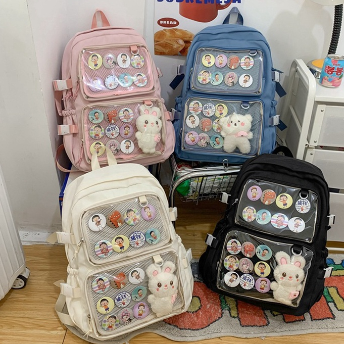 Kawaii Ita กระเป๋าเป้สะพายหลัง กระเป๋านักเรียน ใส่แล็ปท็อป และหนังสือได้ DIY