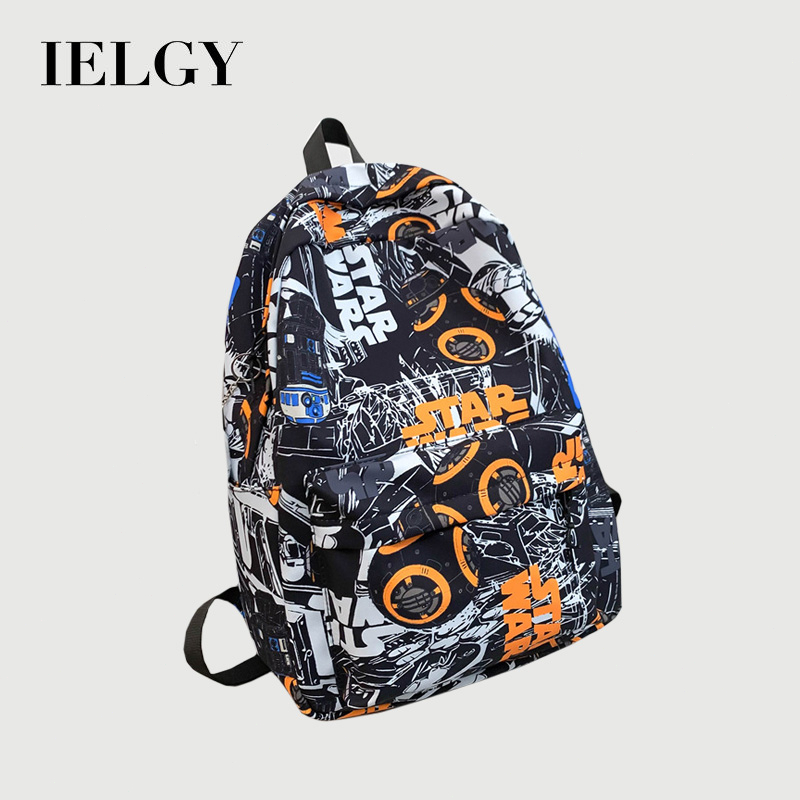 IELGY กระเป๋าเป้สะพายหลังความจุขนาดใหญ่กราฟฟิตีส่วนบุคคลสําหรับผู้ชายสไตล์ญี่ปุ่น
