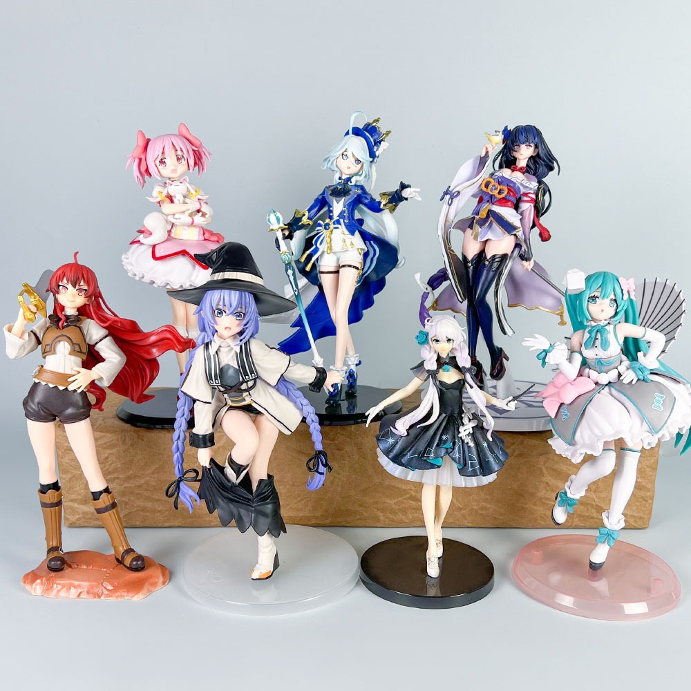 22 สไตล์ 4 ชิ้น/5 ชิ้น/6 ชิ้น Anime Girl Sailor Moon Hatsune Miku Roxy Dead End Kaname Madoka Raiden Shogun Rem Konmoto Sakura PVC Action Figures ตุ๊กตาของเล่น