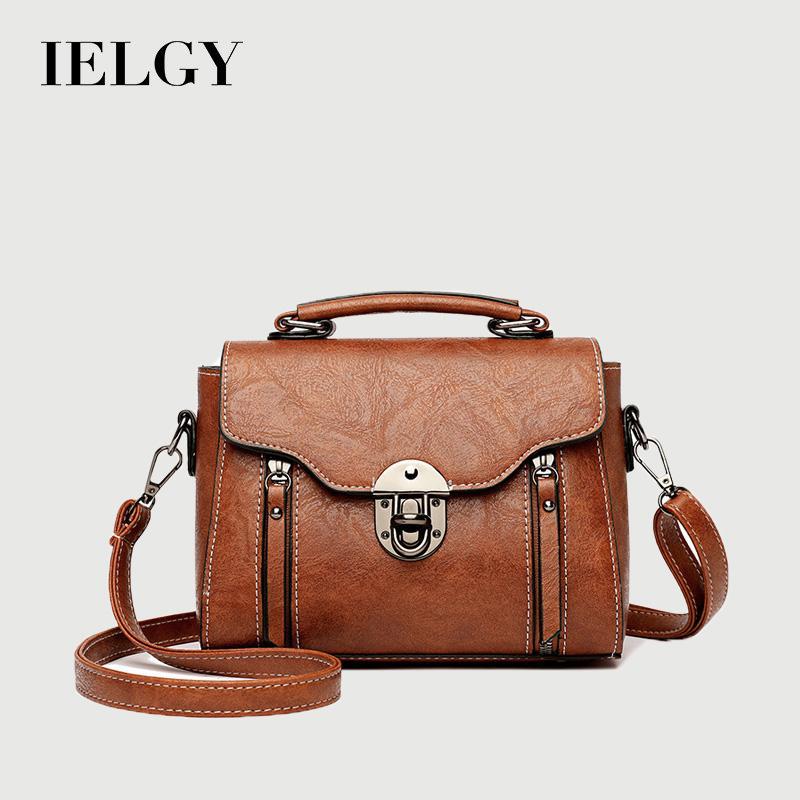 IELGY ผู้หญิงย้อนยุคเนื้อเรียบง่ายเส้นทแยงมุมกระเป๋าสี่เหลี่ยมเล็ก