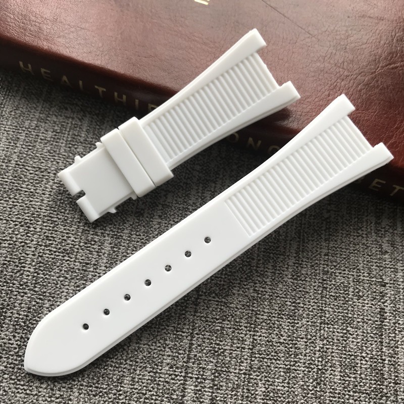 เหมาะสําหรับ PP PATEK PATEK PHILIPPE 5711 5712G นกแก้วสกรูพิเศษ Notch สายนาฬิกาซิลิโคนชาย 25 มม.สร้อยข้อมือสีดํา