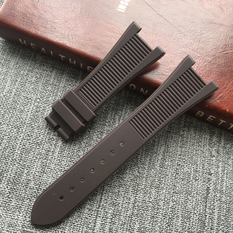 เหมาะสําหรับ PP PATEK PATEK PHILIPPE 5711 5712G นกแก้วสกรูพิเศษ Notch สายนาฬิกาซิลิโคนชาย 25 มม.สร้อยข้อมือสีดํา