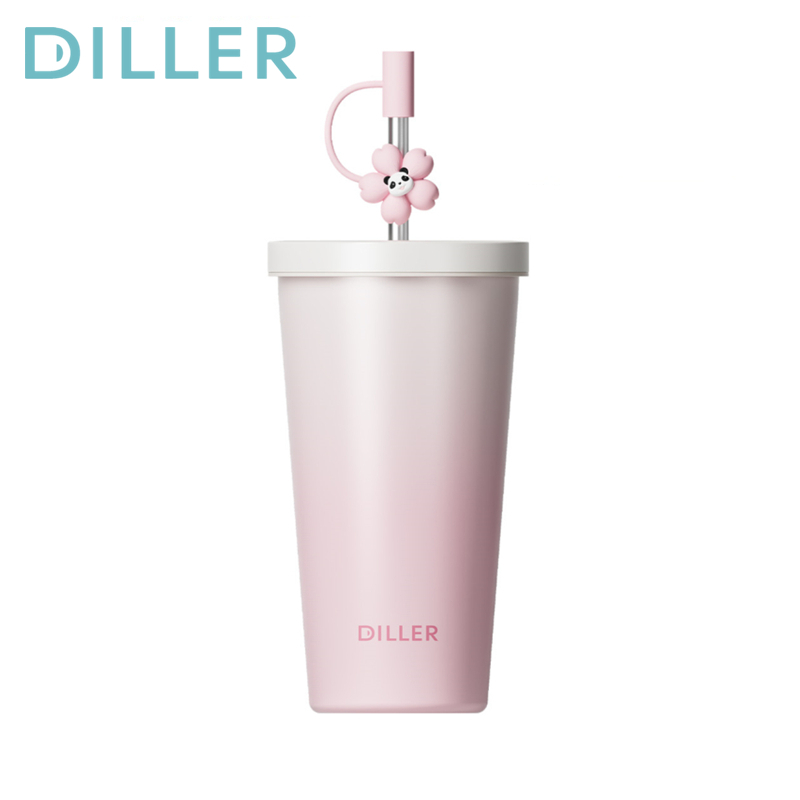Diller 19oz แก้วกาแฟสแตนเลสพร้อมฝาปิดฉนวนกระติกน้ําสูญญากาศถ้วยแก้วร้อนและเย็น 560ml D9311