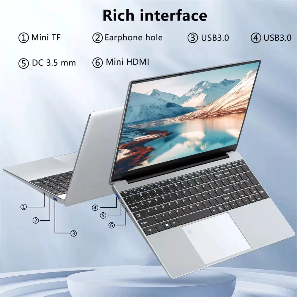 รูปลักษณ์ที่มีน้ำหนักเบาแล็ปท็อป Windows 11 Pro15.6 นิ้ว Intel i7 16GB RAM 512GB/1TB SSD Office Office Study Computer thumbnail 3