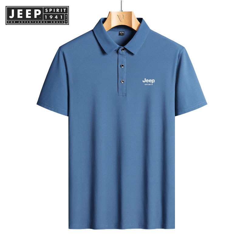 Jeep SPIRIT 1941 ESTD เสื้อเชิ้ตผ้าไหมน้ําแข็งเทรนด์ลําลองแบบบาง