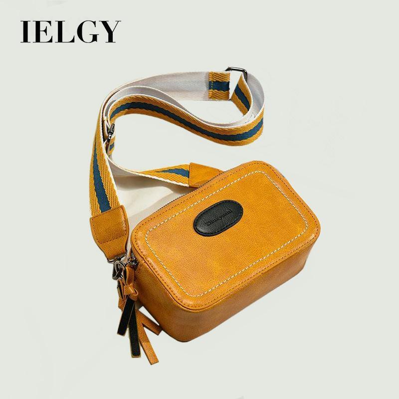 IELGY Out สายสะพายกว้าง High Texture Square Crossbody Bag Retro