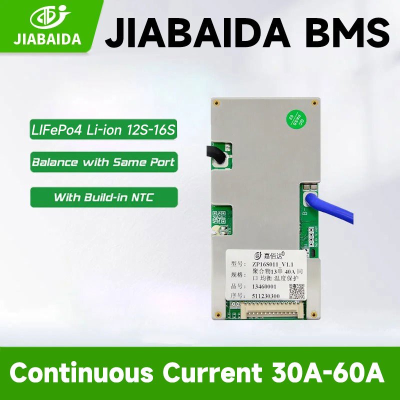 JBD BMS APPly ถึง LiFePo4 12S 36V 13S 14S 48V 16S Li ion 60V 30A 40A 50A JIABAIDA Bms พร้อม Balance