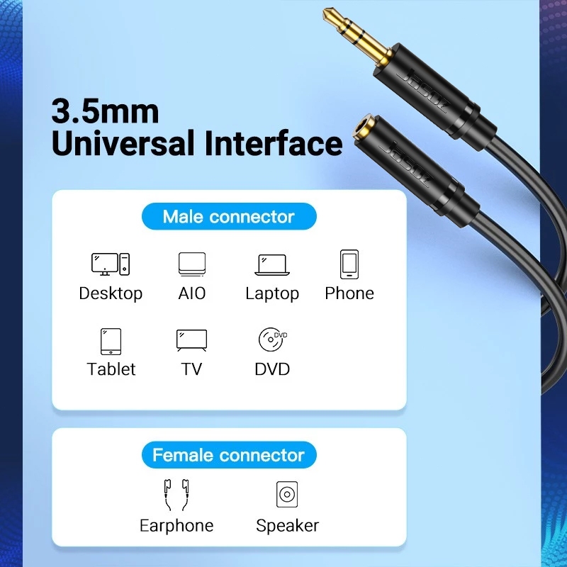 Jasoz Audio Extension Cable Male To Female Aux Jack Support Mic 3.5Mm Headphone For Mp3 Mp4 Player