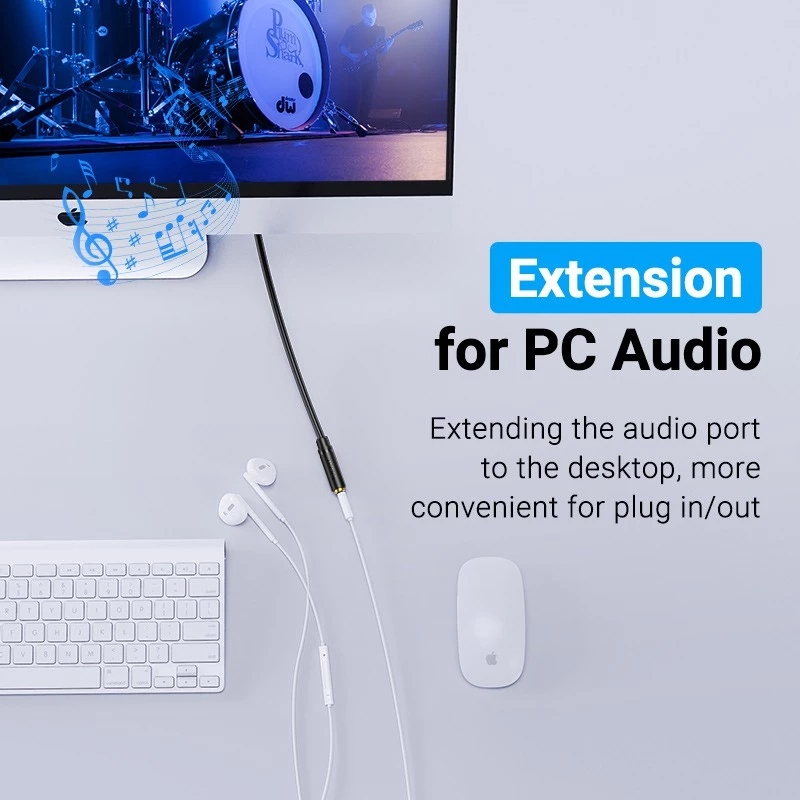 Jasoz Audio Extension Cable Male To Female Aux Jack Support Mic 3.5Mm Headphone For Mp3 Mp4 Player