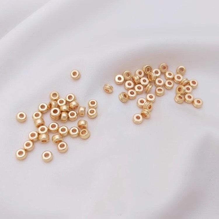 14k Gold-Plated Double-Layer ล้อ Spacer ลูกปัดสําหรับ Handmade หลวมลูกปัด DIY สร้อยข้อมือเครื่องประดับวัสดุอุปกรณ์เสริม