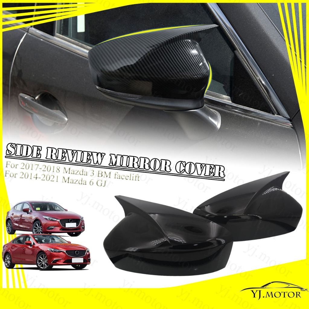 สําหรับ2017-2019มาสด้า3ฝาครอบกระจกมองข้าง2014-2021มาสด้า6ด้านรีวิวกระจกปกม4สไตล์กระทิงป้องกันรูปร่าง หน้าท้อง คาร์บอนไฟเบอร์แบบ