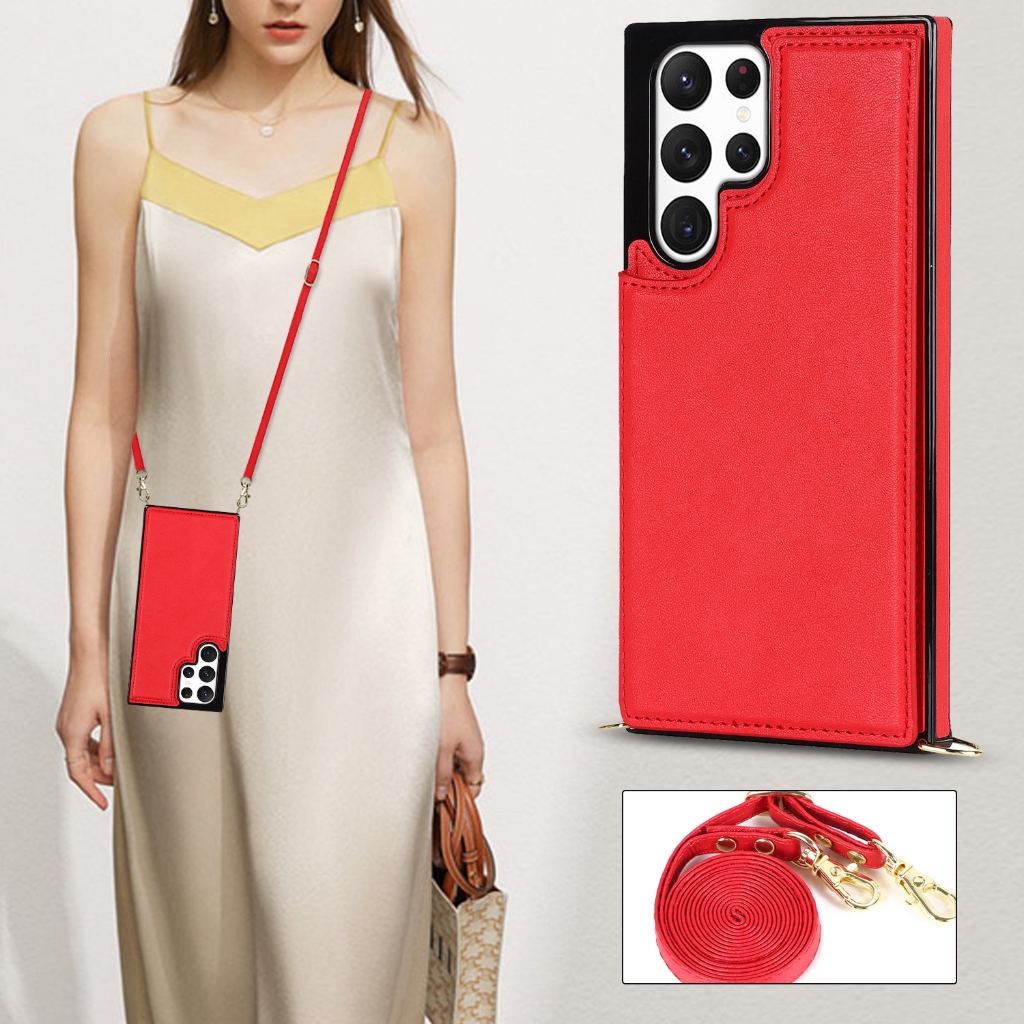 เคส Samsung เคสโทรศัพท์ เปลือกหนัง S23 Ultra เคสโทรศัพท์มือถือ พร้อมกระเป๋าสตางค์ และสายคล้อง สําหรับ Samsung Galaxy S25 Ultra S24 Plus S26 Ultra S23 Ultra S22 Plus S21 FE S23+ S20 Plus Note20 Ultra Case ราคา ถูกที่สุด ดีลบีเคเค แกลเลอรีภาพที่ 9