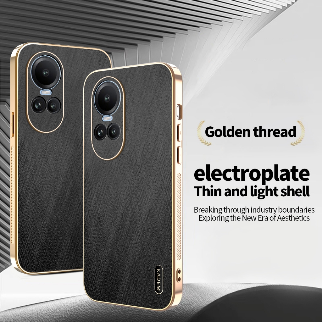 สําหรับoppo Reno10 Pro Reno10Pro Reno 10 Pro 10Pro 5Gเคสโทรศัพท์Electroplatedขอบกันกระแทกปลอกด้ายไม้ไผ่รูปแบบScratch-ทนฝาครอบป้องกัน
