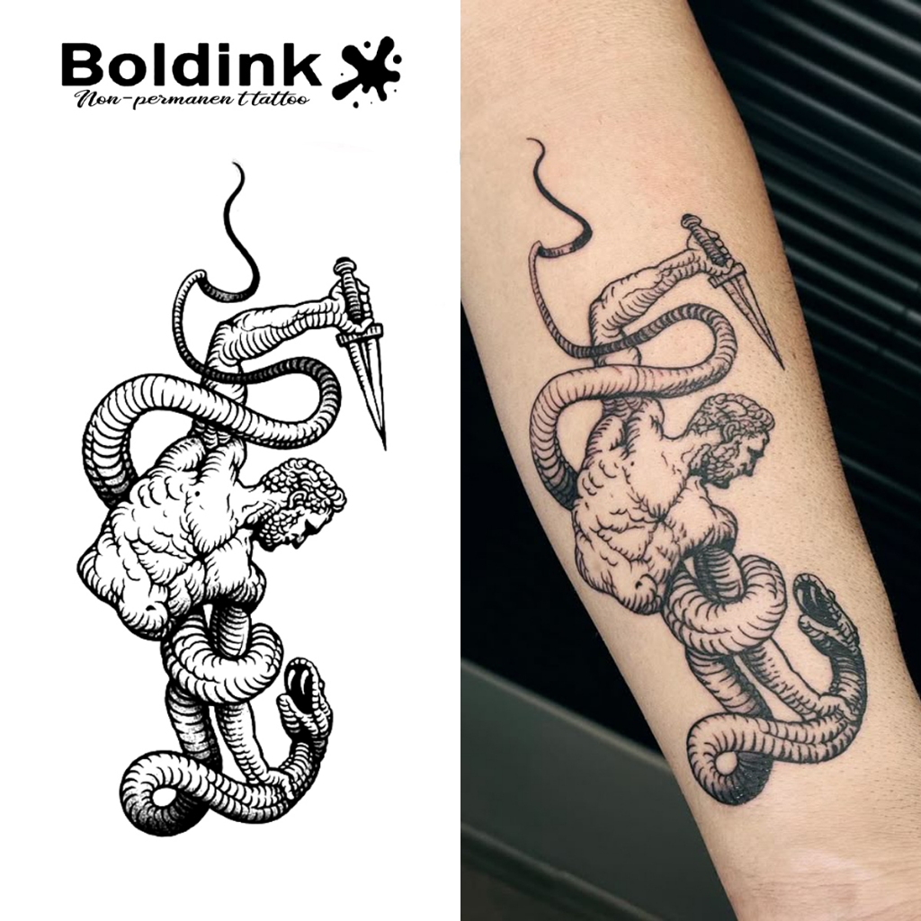 งูผู้ชายรูปแบบสติกเกอร์รอยสักชั่วคราว, 15 วันยาวนานกันน้ําเมจิกสักกึ่งถาวรสักปลอม