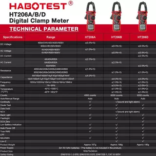 Habotest 1000A แคลมป์มิเตอร์มัลติมิเตอร์แบบดิจิตอล HT208 HT207 HT206 HT205 HT203