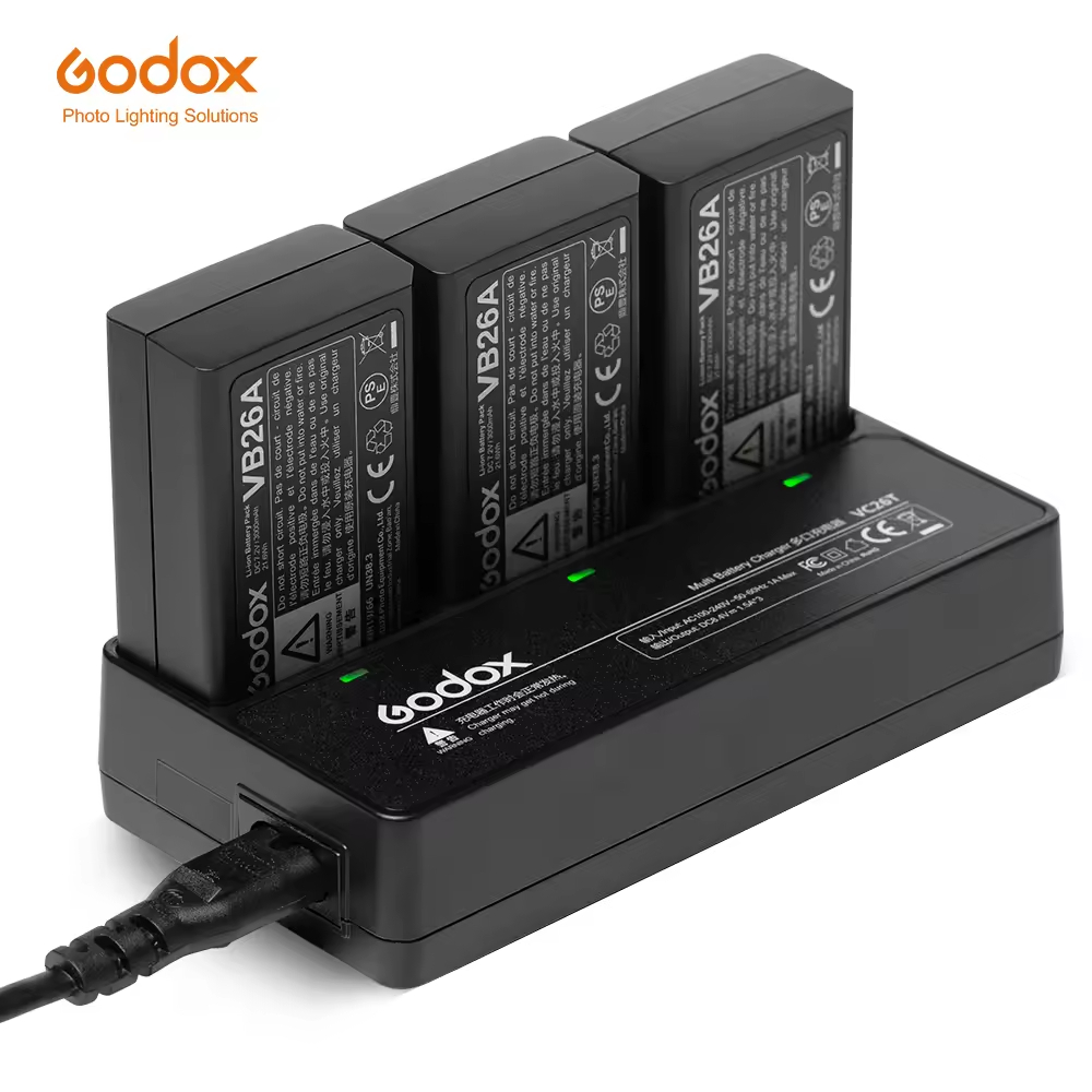Godox Original VC26T Multi-แบตเตอรี่เครื่องชาร์จ USB สําหรับ V1 V860III V850III AD100Pro แฟลช Speedl