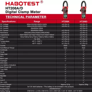 Habotest 1000A แคลมป์มิเตอร์มัลติมิเตอร์แบบดิจิตอล HT208 HT207 HT206 HT205 HT203
