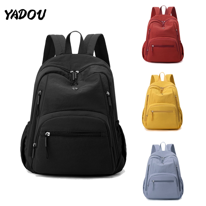 YADOU kappa bkk ใช่แล้ว กระเป๋าเป้สะพายหลังผ้าไนลอนกันน้ําน้ําหนักเบา สีลูกกวาดความจุขนาดใหญ่กระเป๋า