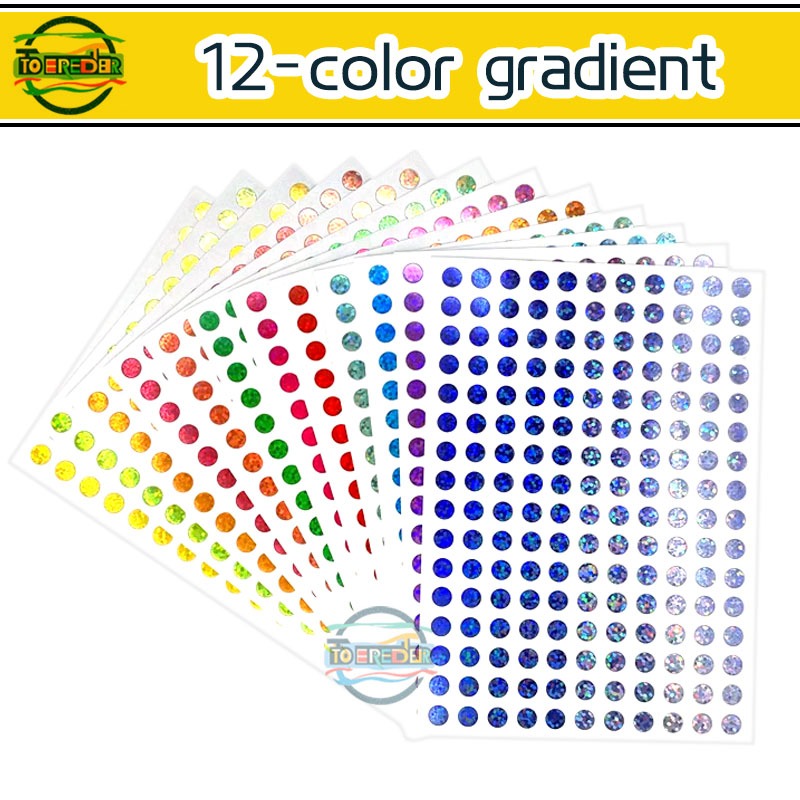 กันน้ํา เลเซอร์รอบสติ๊กเกอร์2112ชิ้น6มิลลิเมตร12-สีไล่ระดับสีสติกเกอร์จุดเล็กๆบัญชีมือสติกเกอร์ตกแต่งวัสดุรูปแบบห้องเรียนกรอบรูปทําเองเครื