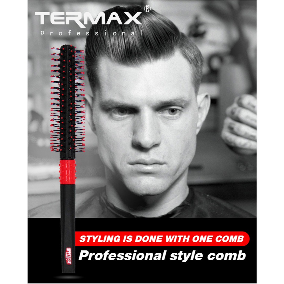 Termax Fade Style Round Brush แปรงกลมไนลอนละเอียดพิเศษ แปรงกลมจัดแต่งทรงผมสําหรับผู้ชายสําหรับร้านเสริมสวย