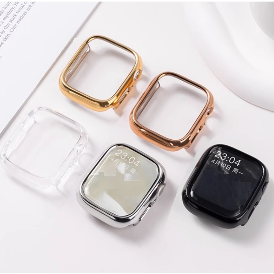 ฝาครอบกรอบ PC เคลือบเงาสําหรับ Compatible For Apple Watch Case Series10 Series9 Series8 Series7 6 5 4 SE,SE2, Ultra2, Ultra Case กันชน i นาฬิกา 38 มม.42 มม.41 มม.45 มม.49 มม.44 มม.40 มม. สาย i watch Strap