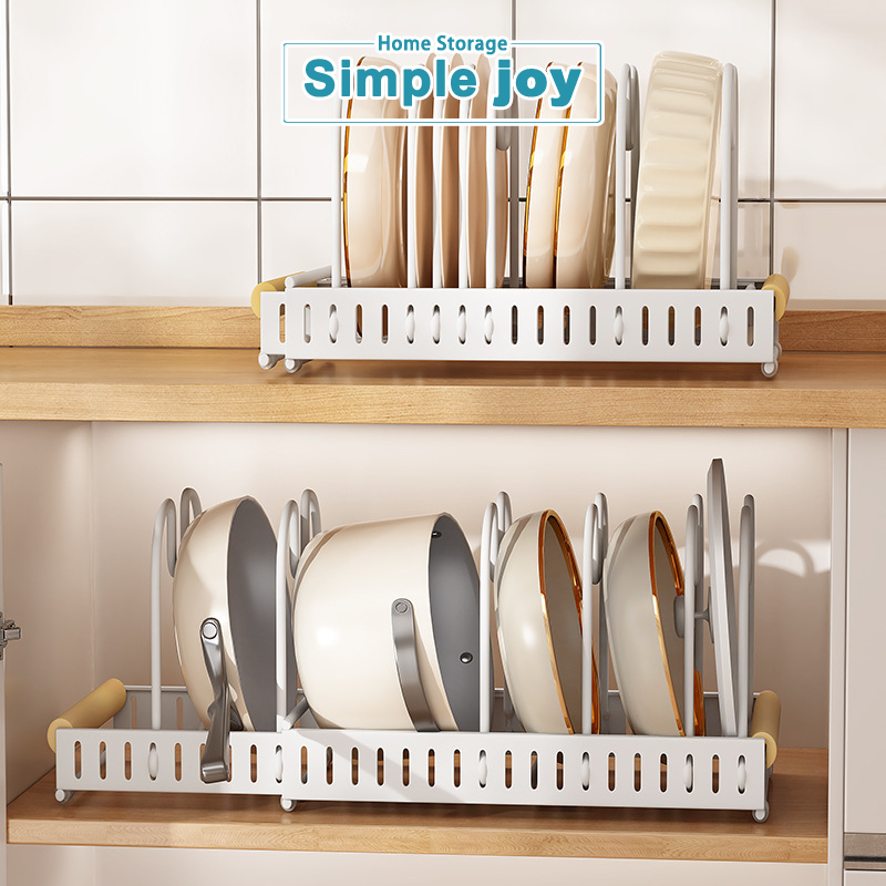 Simplejoy ชั้นวางฝาหม้อ ชั้นวางออแกไนเซอร์ในครัว ปรับขยายได้ วางหม้อ ฝาหม้อ ใช้งานสะดวก