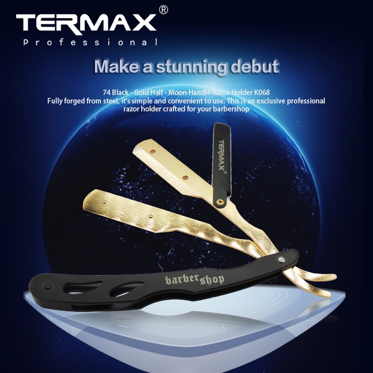 Termax Vintage Folding Razor Old fashioned Shaving Razor with Feather Blades Mens Face Shaving Razor