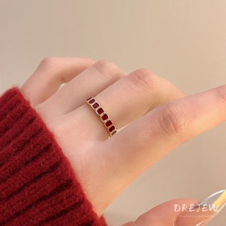 เดรช ปีใหม่สีแดงเรียบง่ายเปิดแหวนหญิงซอกย้อนยุคแหวนนิ้วชี้แฟ…