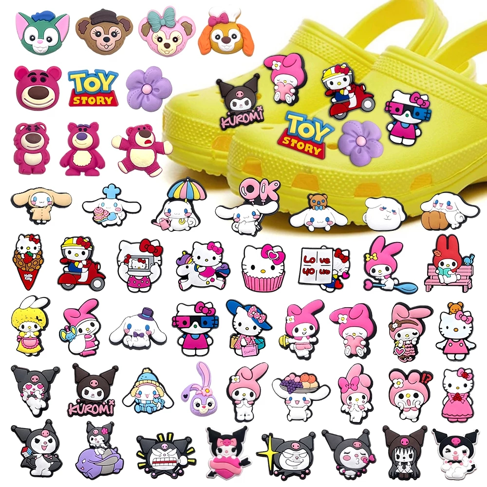 น่ารัก 1pcs การ์ตูน Hello Kitty ของเล่นหมี Charms DIY อุดตันรองเท้า Aceessories Fit รองเท้าแตะ pin รองเท้าแตะตกแต่งผู้หญิงสาวของขวัญ