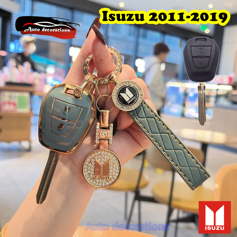 ปลอกกุญแจ Isuzu D-MAX 2011-2019, MU-7, MU-X พร้อมพวงกุญแจ ขอบทอง