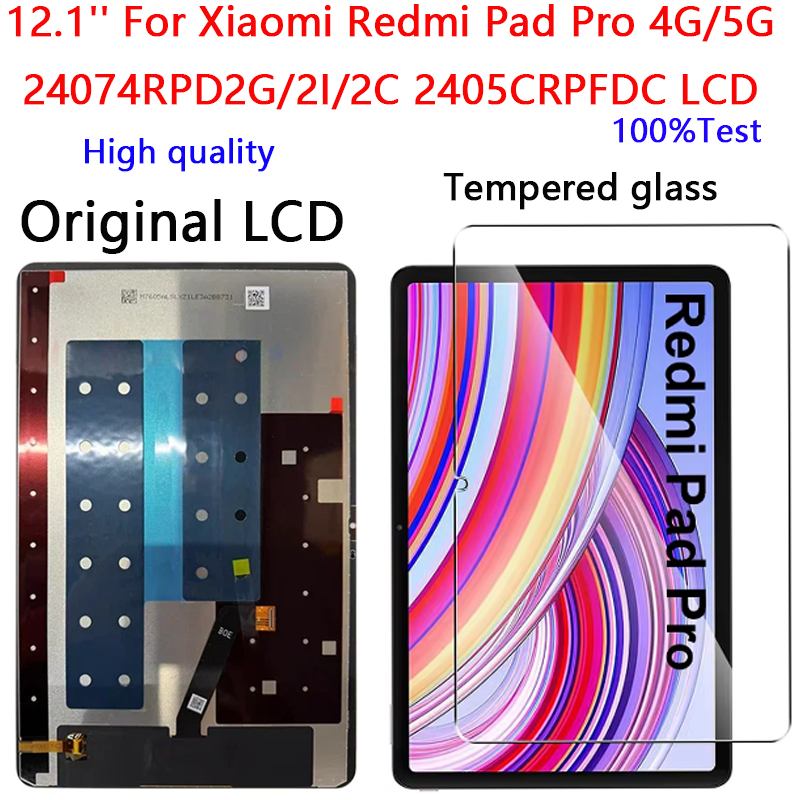 12.1 "LCD สําหรับ Xiaomi Redmi Pad Pro 4G 5G Xiaomi Poco Pad 24074RPD2G/2I/2C 2405CRPFDC Touch Screen Digitizer Assembly