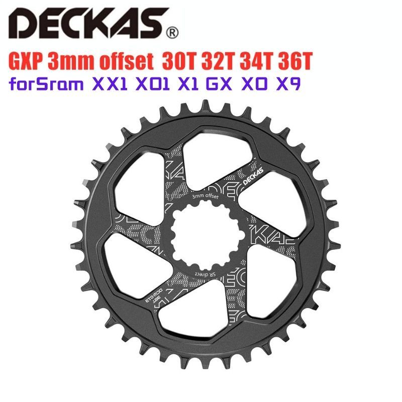 Deckas จานหน้าจักรยาน ทรงกลม 3 มม. ออฟเซต 30T-36T สําหรับจักรยานเสือภูเขา GXP Sram XX1 XO1 X1 GX XO 