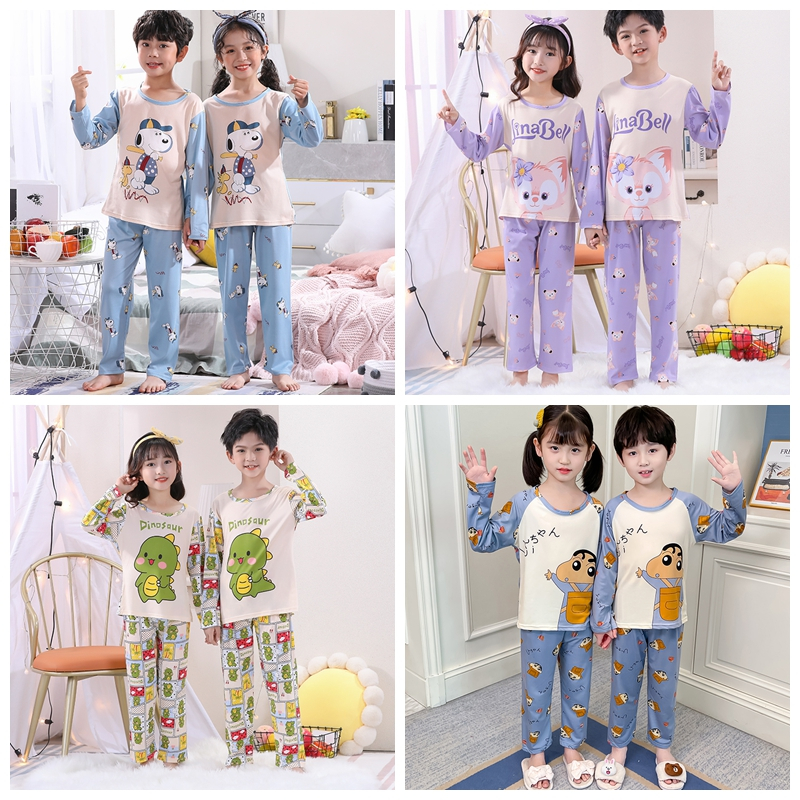 ชุดนอนเด็กแขนยาวคอกลมลําลองโพลีเอสเตอร์ Shin-Chan ชุดนอนเด็กผู้ชายหรือเด็กผู้หญิงสําหรับ 3 - 4 ปี