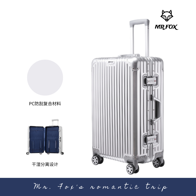🦊Mr. Fox🦊กระเป๋าเดินทางบูติกงขย Fox All-Metal กระเป๋าเดินทาง 67 ซม. กระเป๋าเดินทางกระเป๋าถือรหัสล็อค