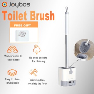 Joybos Silicone Toilet Brush Toilet Cleaner Brush Household Wall Mounted Toilet Scrubber Without Drilling with Holder Set