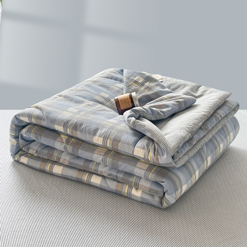 อาบราก้า ดาบรา อิน สไตล์ ผ้าห่มลายตารางมินิมอลญี่ปุ่น ระบายอากาศและนุ่ม ซักเครื่องได้ไม่มีจับตัวเป็นก้อน 5 ฟุต/6.5 ฟุต