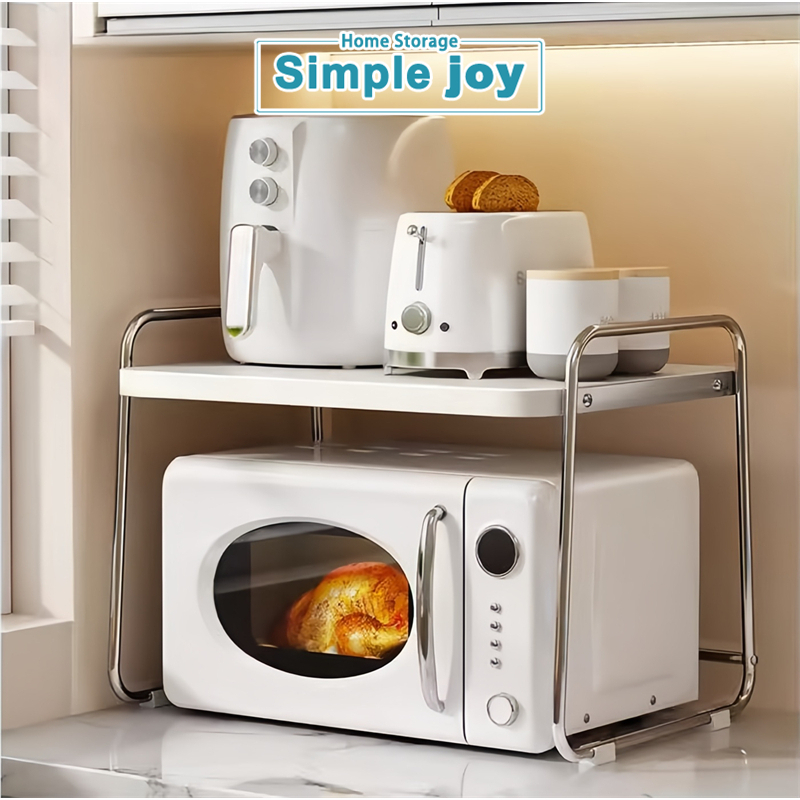 Simplejoy ชั้นวางเตาอบไมโครเวฟ สแตนเลส304 ชั้นจัดเก็บของในครัว ขนาด 42/52/62cm แข็งแรง ทนทาน