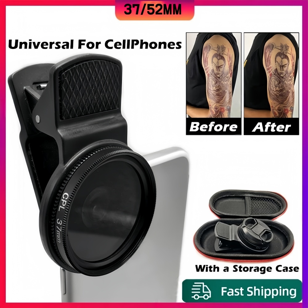 เลนส์ CPL 37MM52MM Tattoo Universal Circular Portable CellPhone Camera Polarizer Len Filter