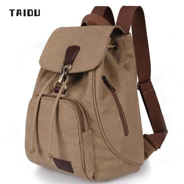 TAIDU กระเป๋านักรียน กระเป๋าสตรี ย้อนยุค สาวผ้าใบกลางแจ้งแฟชั่น คุณภาพสูงและทนทาน กระเป๋าเป้หญิง กระเป๋าเป้