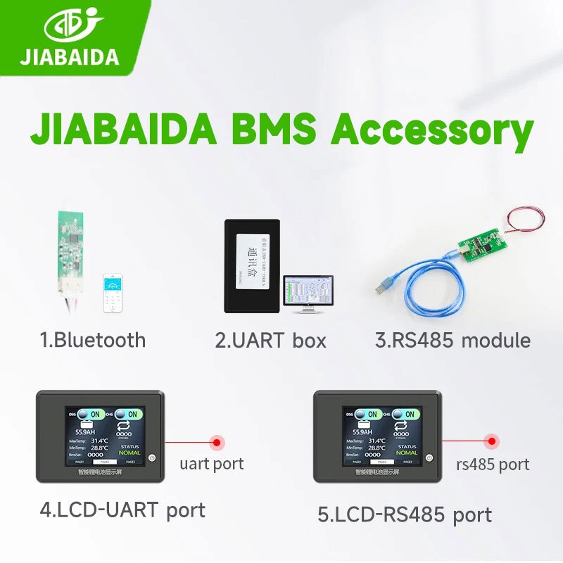 Jbd สมาร์ท BMS อุปกรณ์เสริม BT โมดูล UART RS485 จอแสดงผล LCD JIABAIDA BMS อะไหล่
