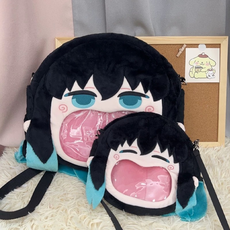 Demon Slayer Tokitou Muichirou Itabag อะนิเมะอุปกรณ์ต่อพ่วงน่ารักการ์ตูนกระเป๋าเป้สะพายหลังความจุขนาดใหญ่ Kawaii กระเป๋าสะพายข้างกระเป๋าเก็บ