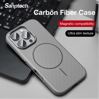 Sanptoch สําหรับแม่เหล็กคาร์บอน Fibre Texture เคสโทรศัพท์สํา…