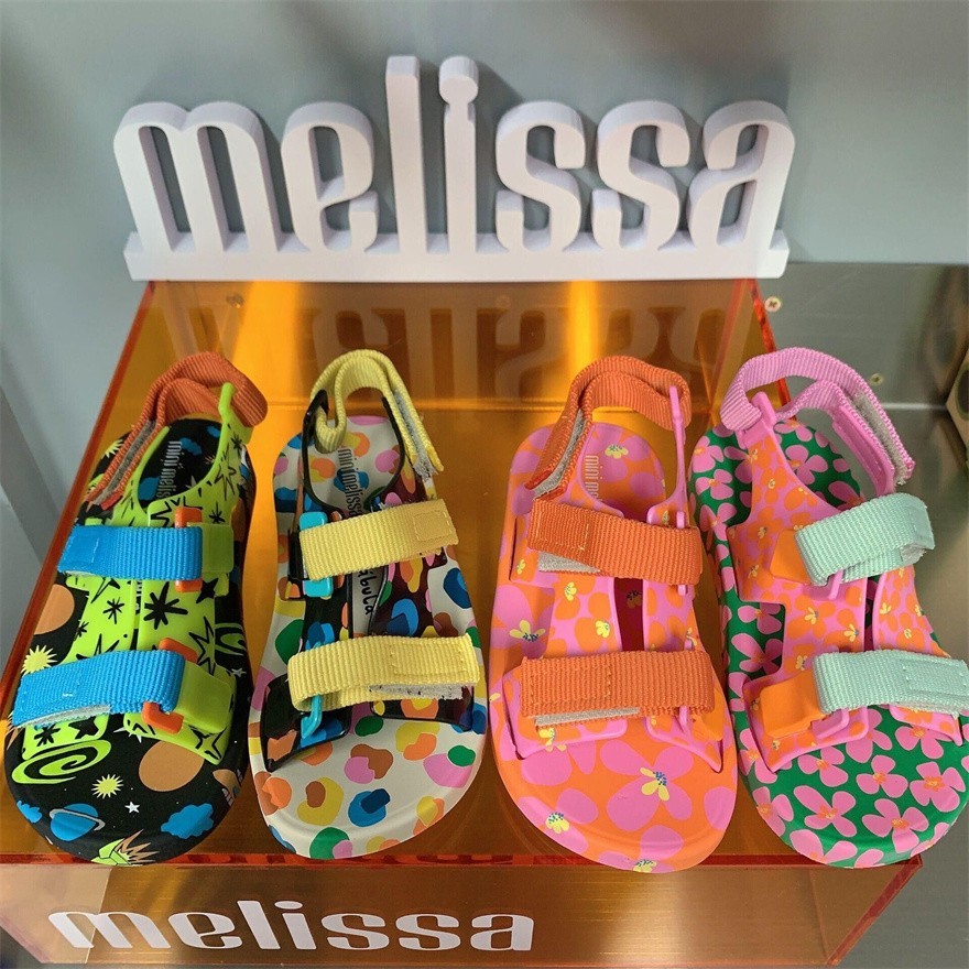 Melissa 2025 รองเท้าเด็กชายหญิงสไตล์ใหม่ Velcro รองเท้าแตะเด็กรองเท้าเยลลี่พื้นนุ่ม