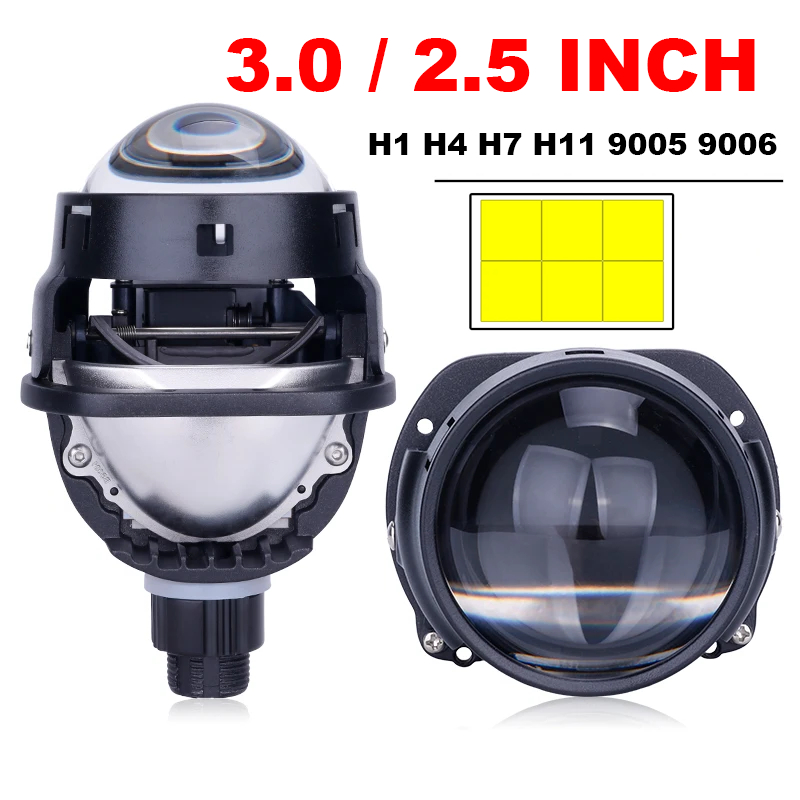 เลนส์โปรเจคเตอร์ไฟหน้ารถยนต์ LED Hi/Lo Beam H4 H7 9005 HB3 9006 HB4 2.5 นิ้ว 3.0 นิ้ว 2 ชิ้น