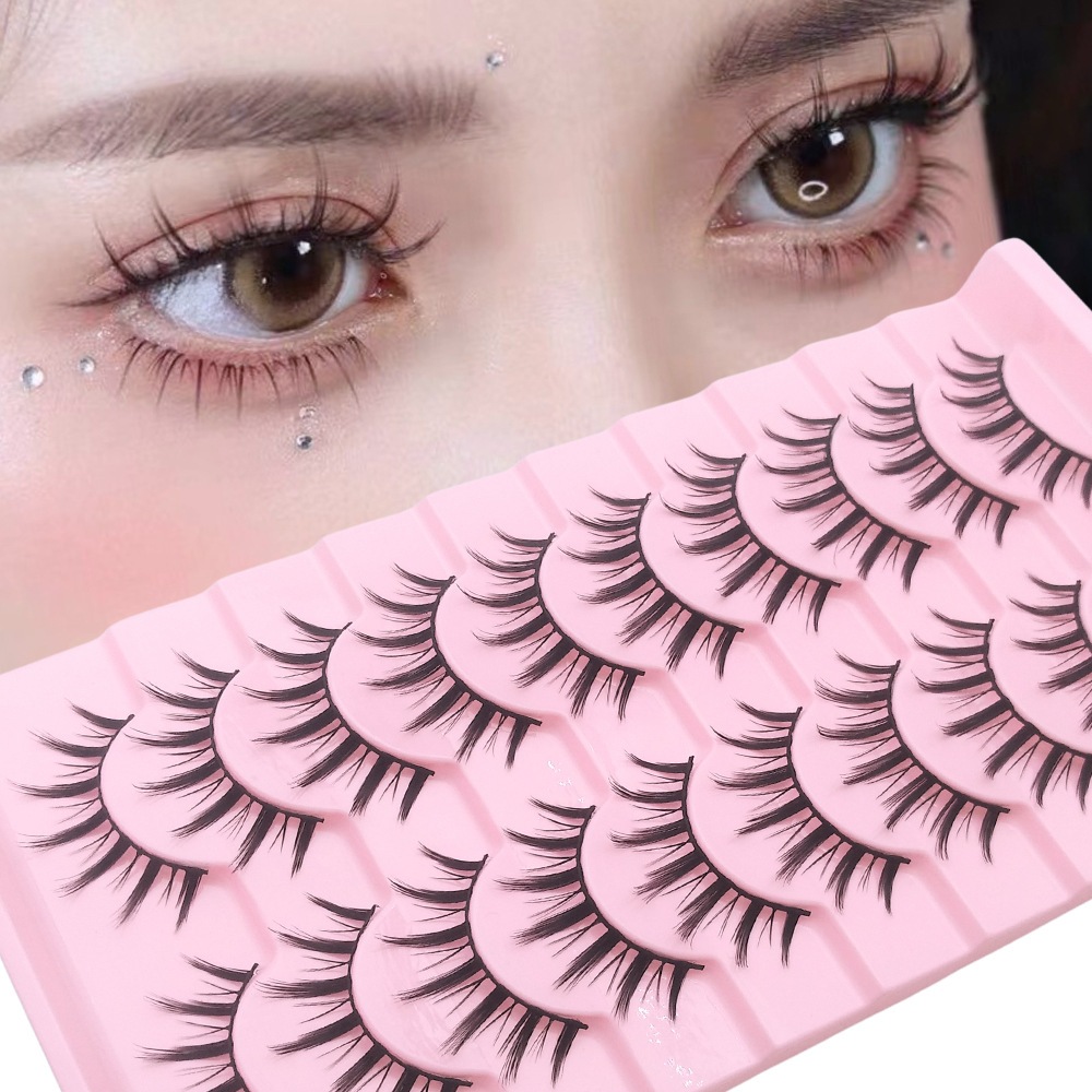 10 คู่มังงะขนตา Spiry Crisscross Messy ขนตาปลอมธรรมชาติดูอะนิเมะคอสเพลย์ Lashes