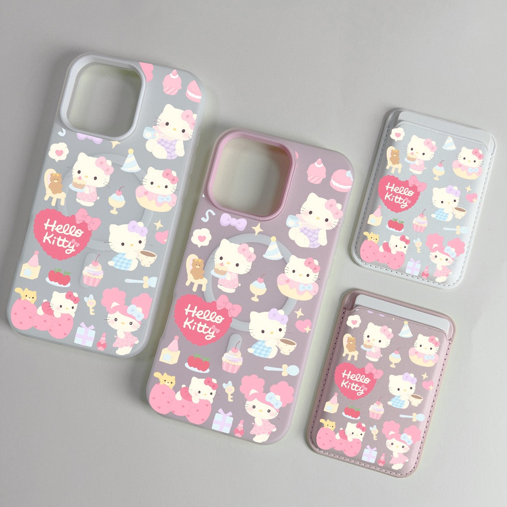 น่ารักขนมเคทีแมวรูปแบบกระเป๋าสตางค์ป้องกันกรณีสําหรับiphone 11promax 12 13pro 15pro 15promax 14 14pr